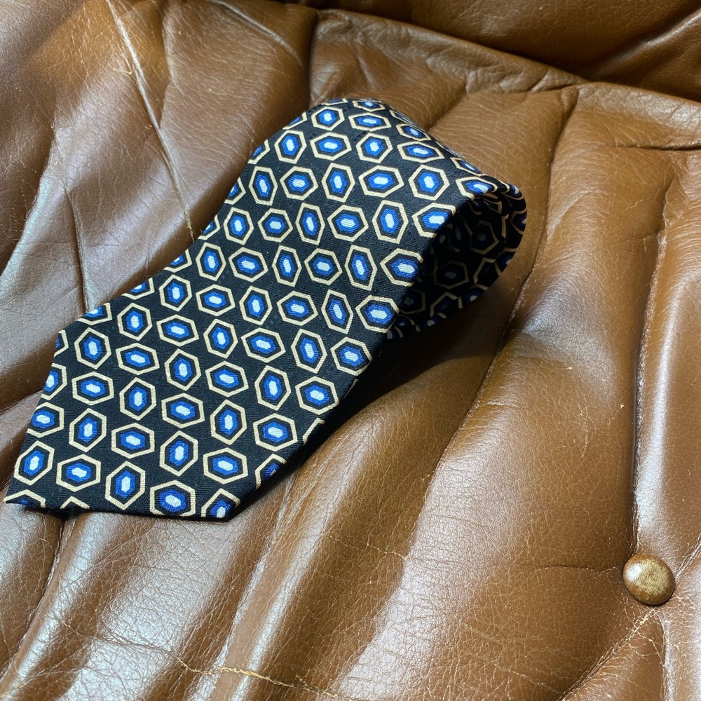 Oscar de la Renta Geometric Patterned Silk Tie
